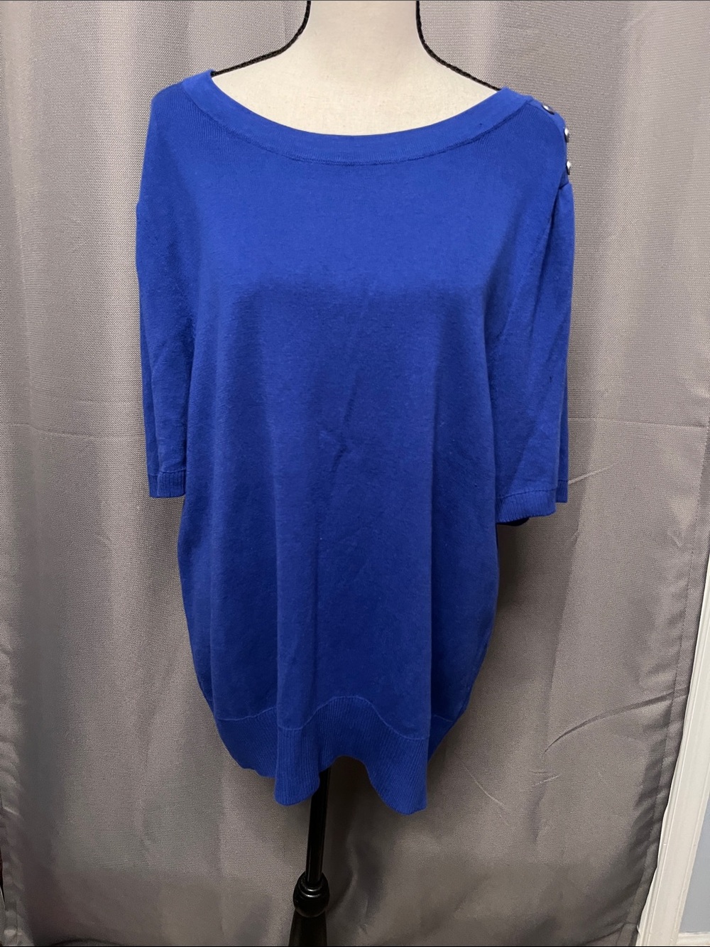 Talbots Cobalt Blue Boatneck Short Sleeve Sweater